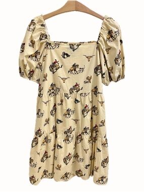TASHA POLIZZI “The Tuscon” Puff-Sleeve Western Print Dress